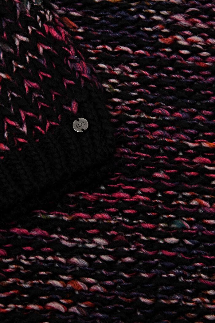 Met wol/alpaca: grofgebreide sjaal, BLACK, detail image number 1
