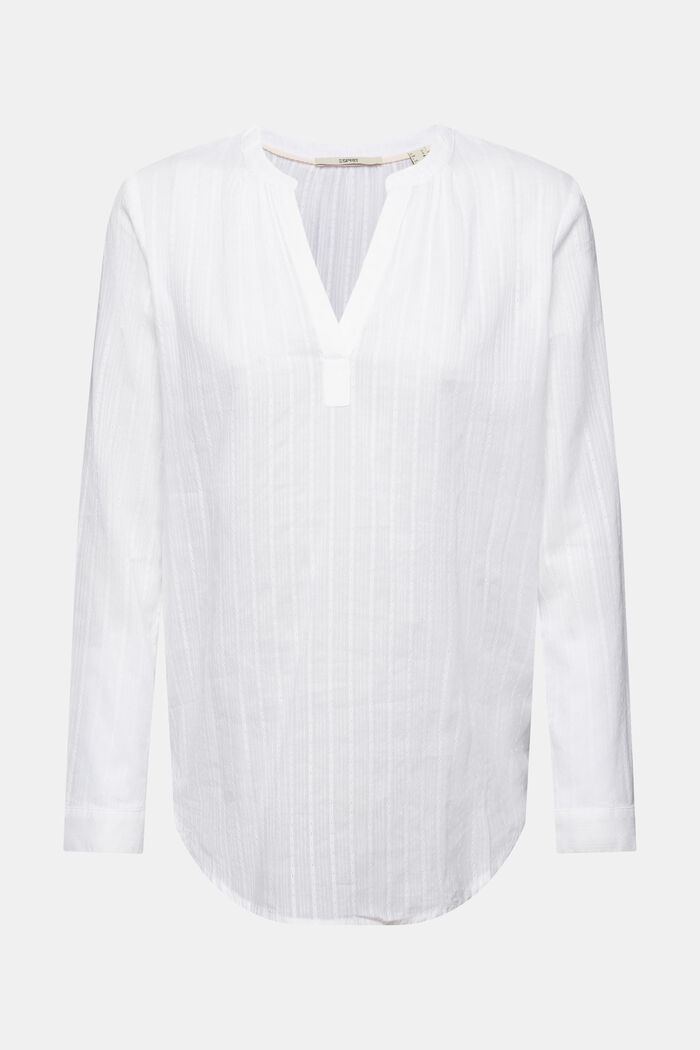 Katoenen blouse met V-hals, WHITE, detail image number 5