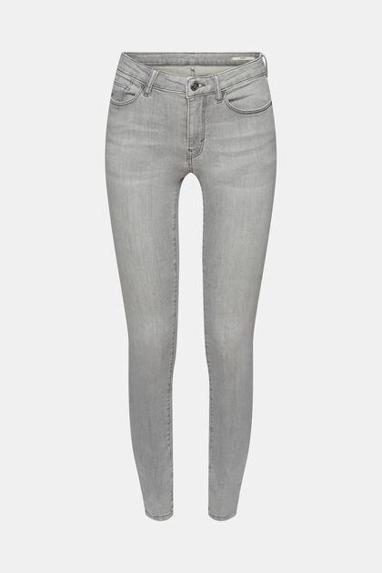 Mid rise skinny jeans, GREY LIGHT WASHED, overview