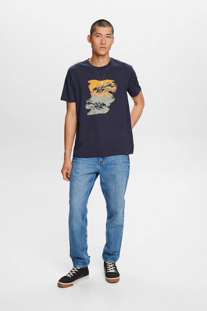 T-shirt van katoen met print, PETROL BLUE, detail image number 0