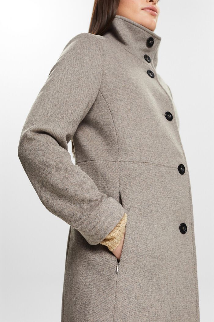 Mantel van geruwde wol, TAUPE, detail image number 4