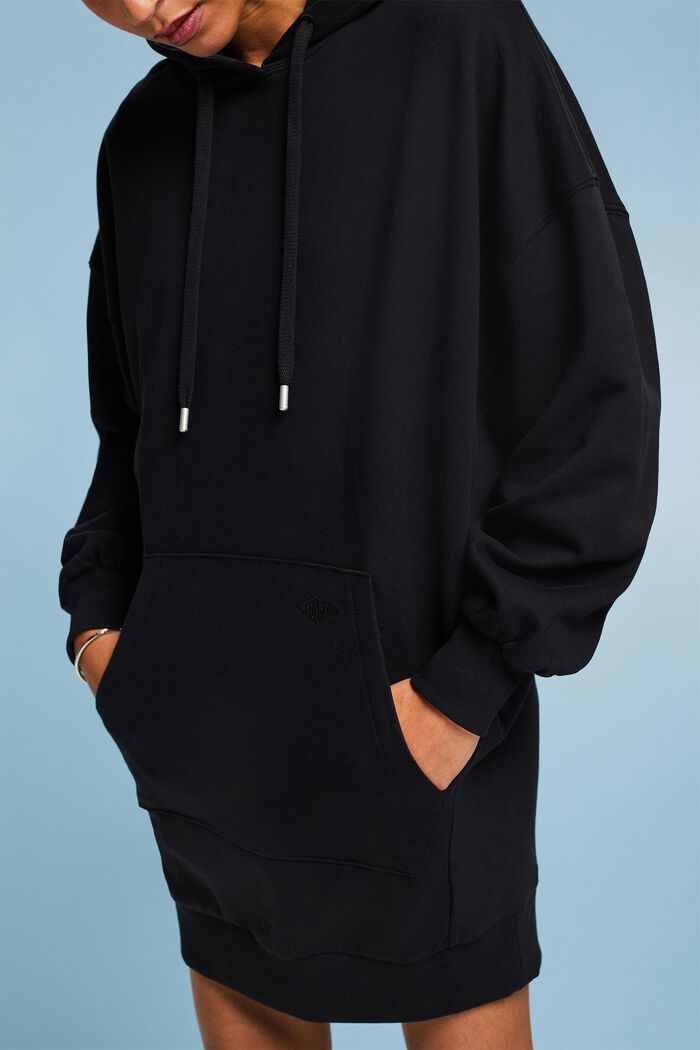 Oversized sweaterjurk met hoodie, BLACK, detail image number 3
