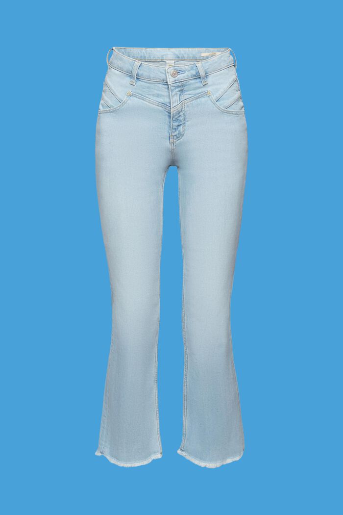 Mid-rise kick flare jeans van katoen, BLUE LIGHT WASHED, detail image number 6