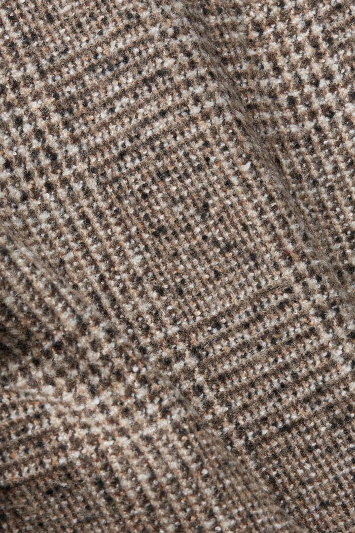 Geruite bouclé blazer van een wolmix, BROWN, detail image number 4