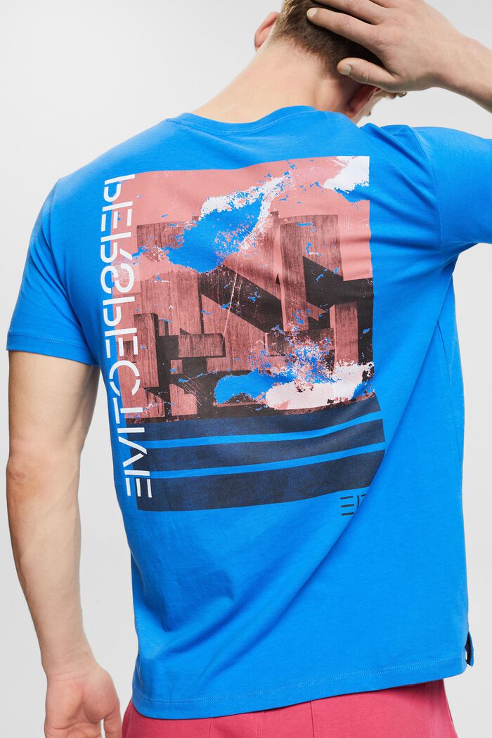 Jersey T-shirt met grote print op de op de voorkant, BRIGHT BLUE, detail image number 1