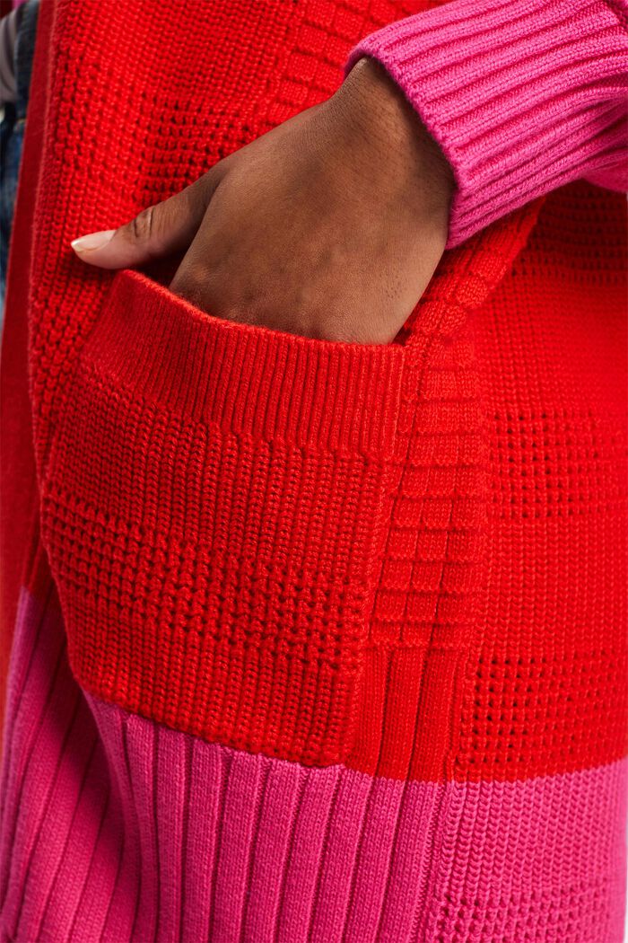 Gestructureerd gebreid vest, RED, detail image number 3