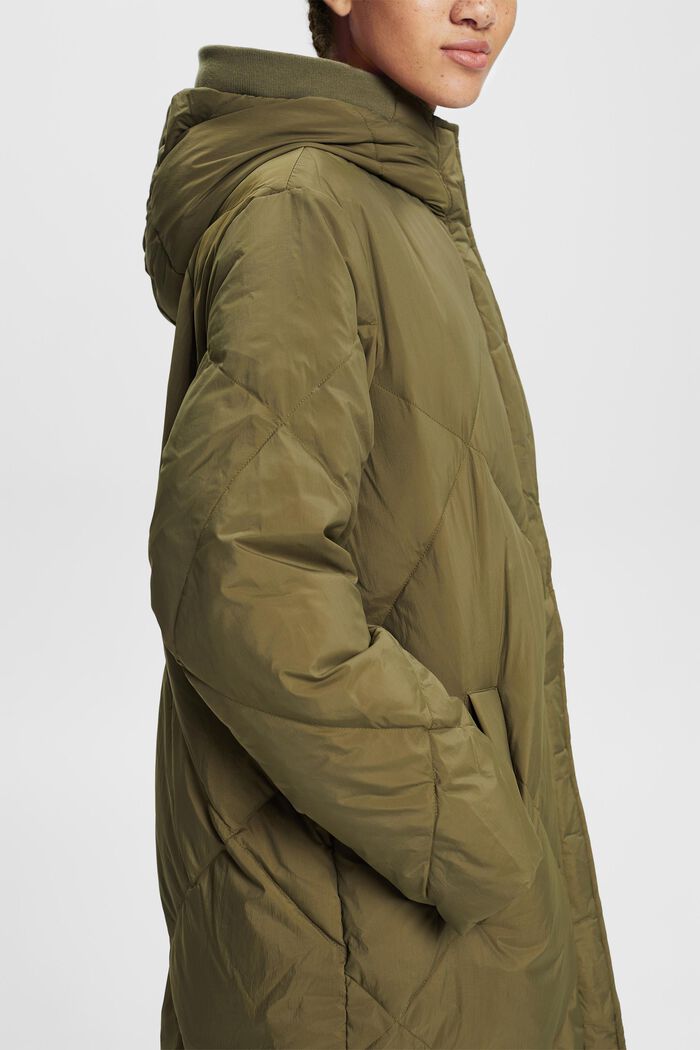 Gewatteerde mantel met dons, KHAKI GREEN, detail image number 1