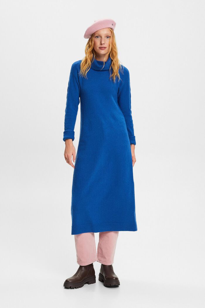 Midi-jurk met turtleneck, BRIGHT BLUE, detail image number 4