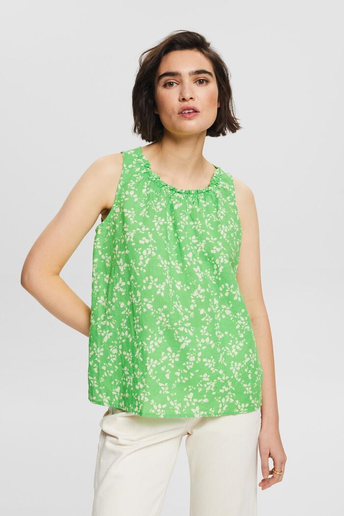 Mouwloze blouse met print, CITRUS GREEN, detail image number 0
