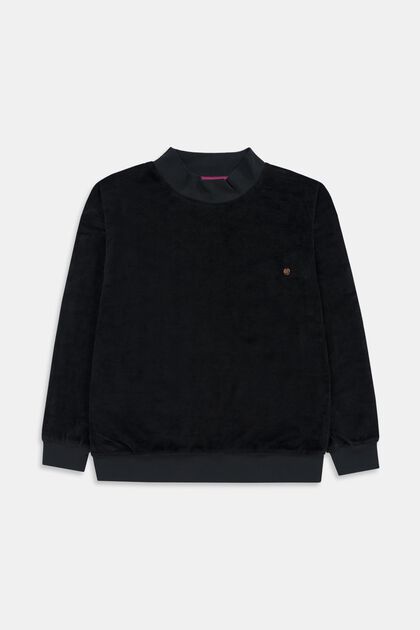 Fluwelen sweatshirt, BLACK, overview