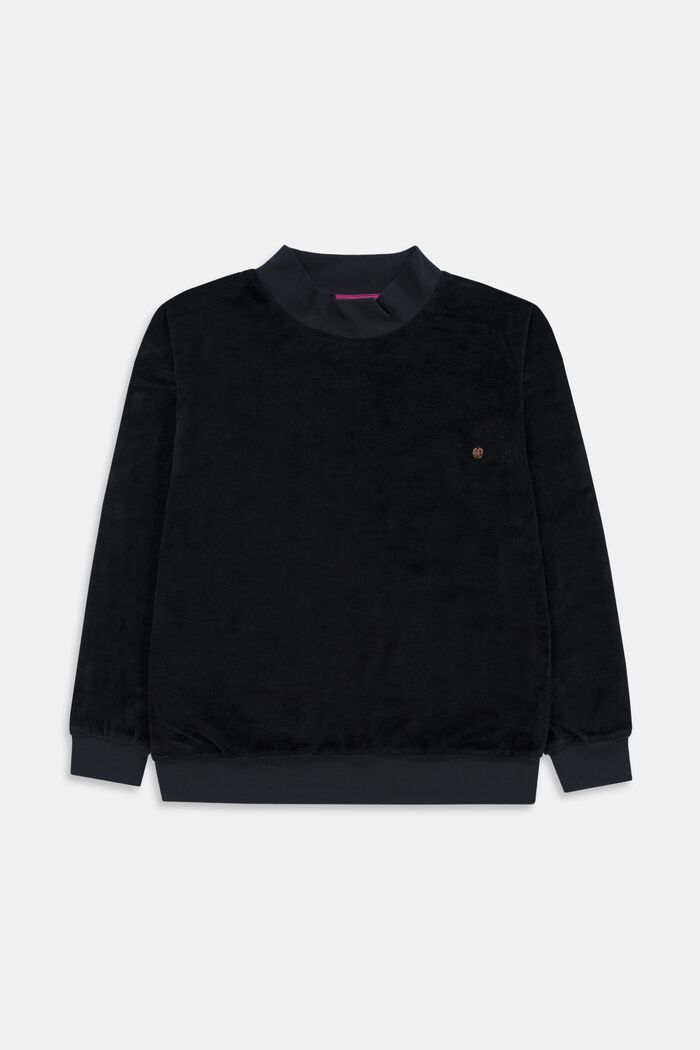 Fluwelen sweatshirt, BLACK, detail image number 0