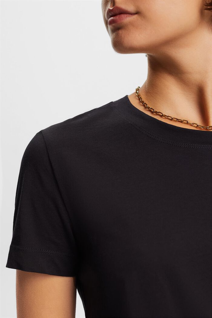 Katoenen T-shirt met ronde hals, BLACK, detail image number 2