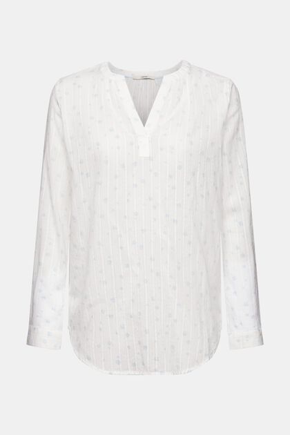 Dobby blouse met bloemenprint, OFF WHITE, overview