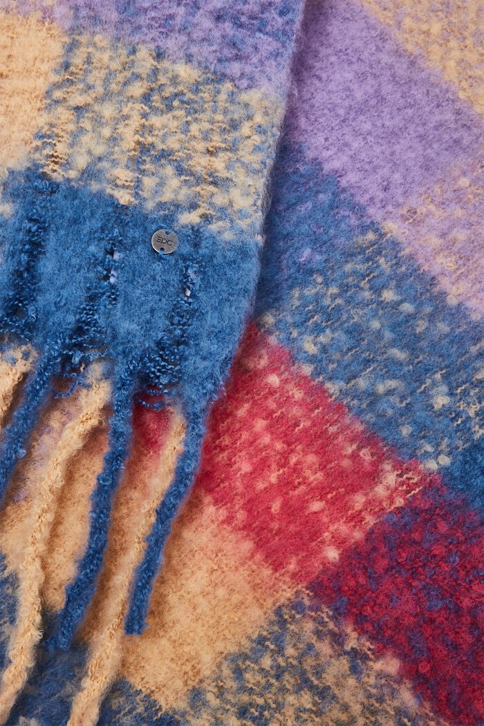 Bouclé sjaal met ruitpatroon, SAND, detail image number 1
