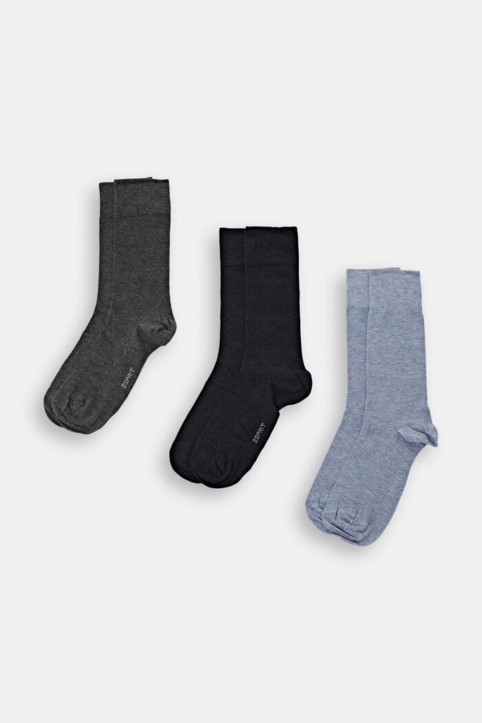 Set van 3 paar sokken, organic cotton, BLACK/BLUE, detail image number 0