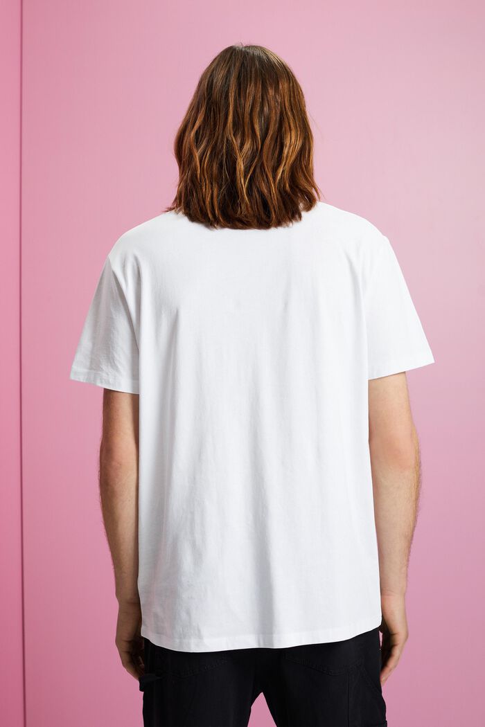 T-shirt van duurzaam katoen met borstprint, WHITE, detail image number 3