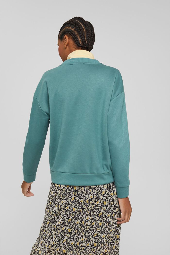 Sweatshirt met knoopdetail, TEAL BLUE, detail image number 3
