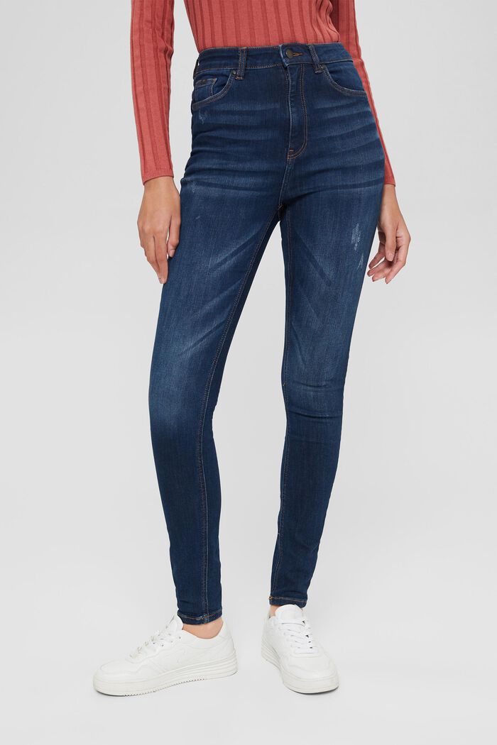 Jeans met superstretch, organic cotton, BLUE DARK WASHED, detail image number 0