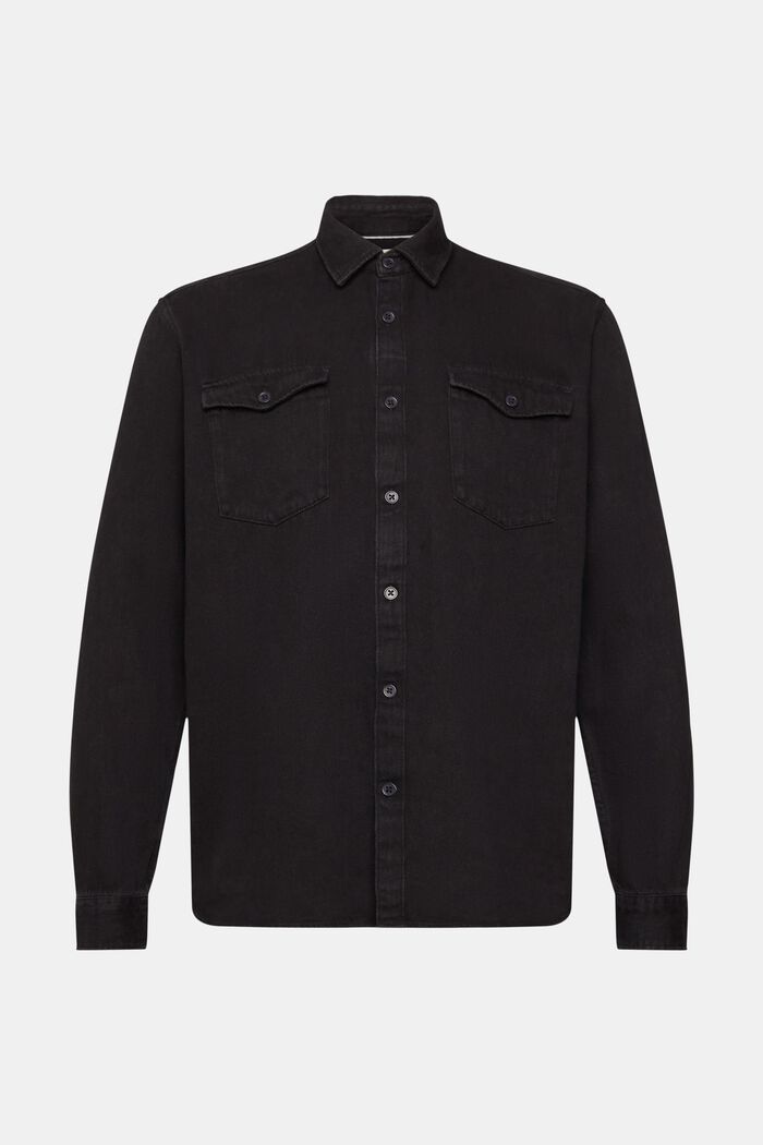 Denim shirt, BLACK DARK WASHED, detail image number 5