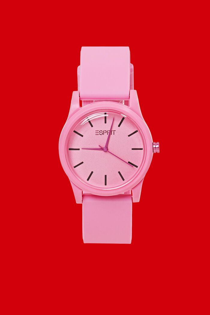 Gekleurd horloge met rubber band, PINK, detail image number 0