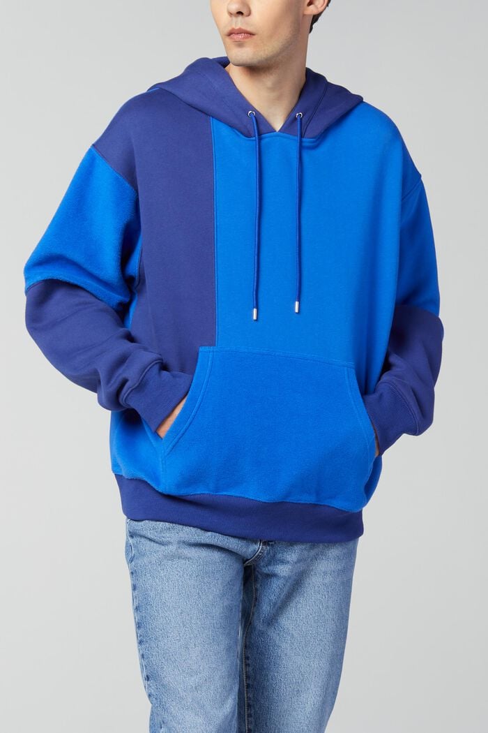 Uniseks sweatshirt met patchworklook, BLUE, overview