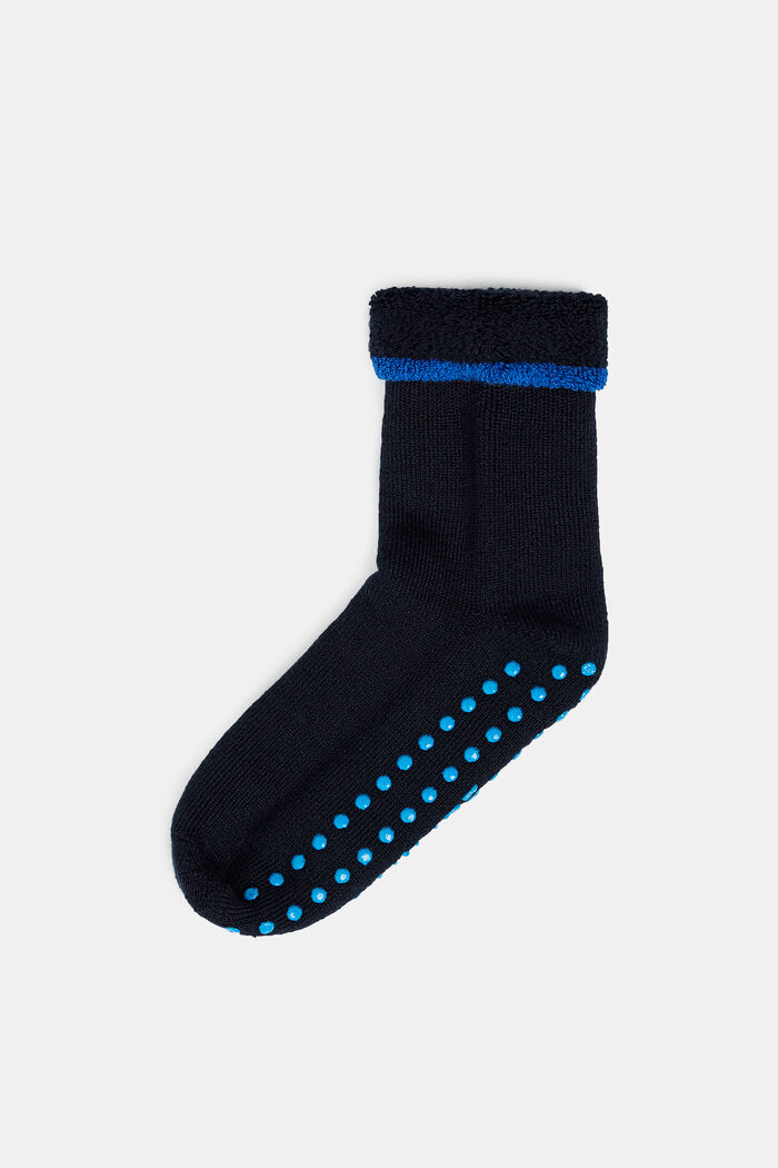 Zachte sokken met stroeve zool, wolmix, DARK NAVY, detail image number 0