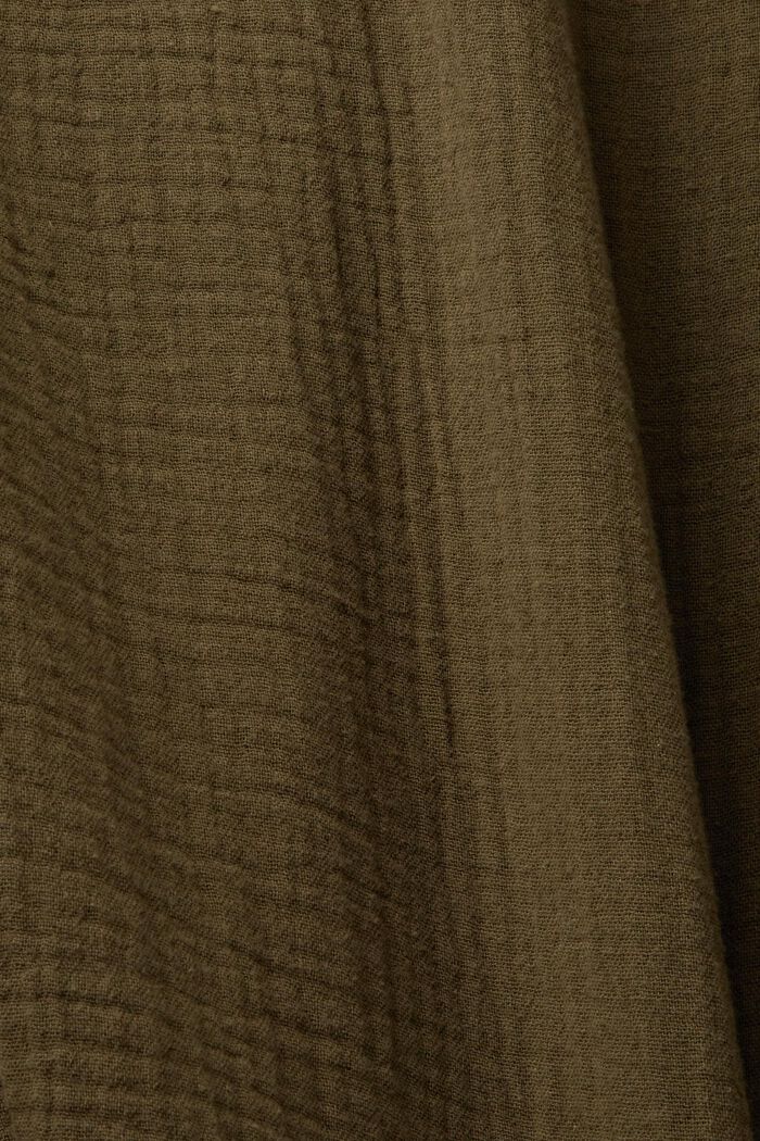 Mousseline overhemd van duurzaam katoen, KHAKI GREEN, detail image number 5