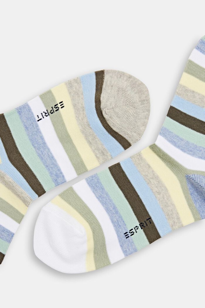 Set van twee paar gestreepte sokken, mix van biologisch katoen, JADE, detail image number 1