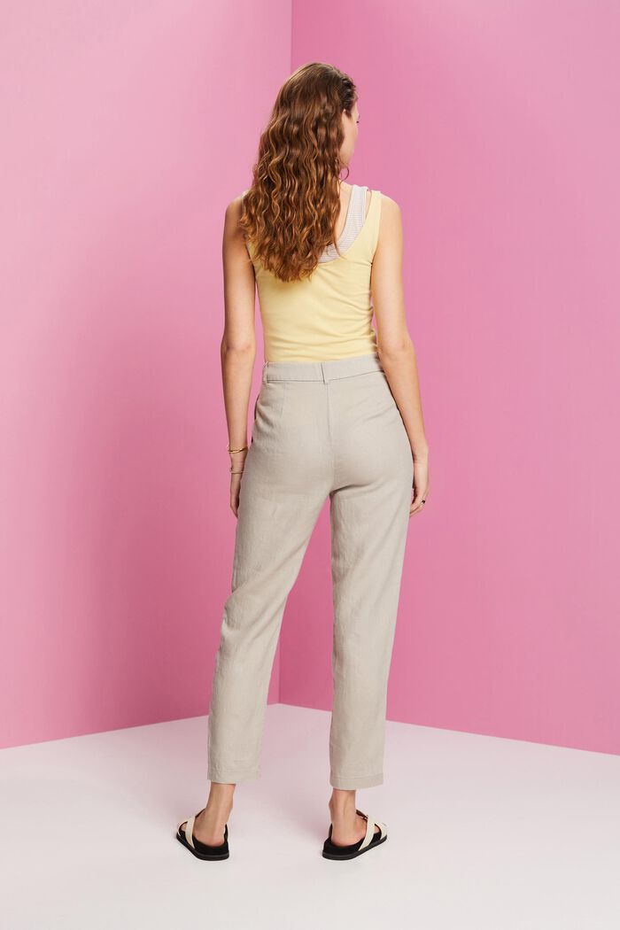Cropped linnen broek, LIGHT TAUPE, detail image number 3