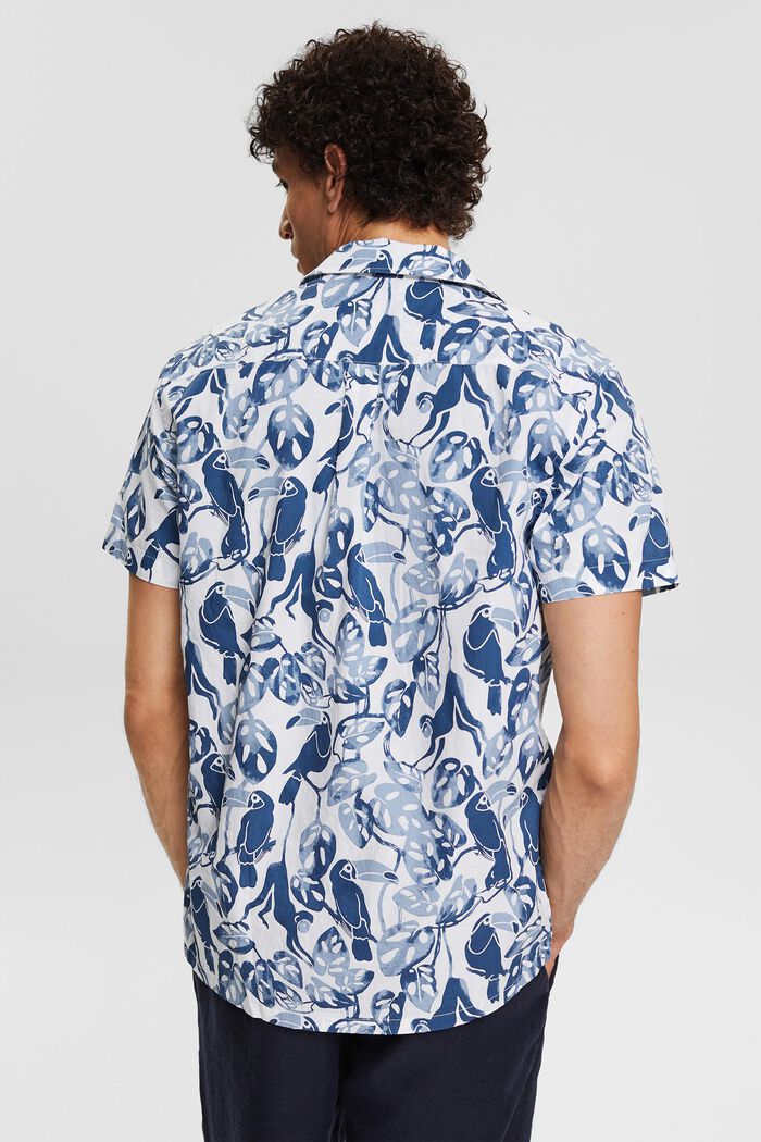 Overhemd met korte mouwen en tropische print, 100% katoen, BLUE, detail image number 4