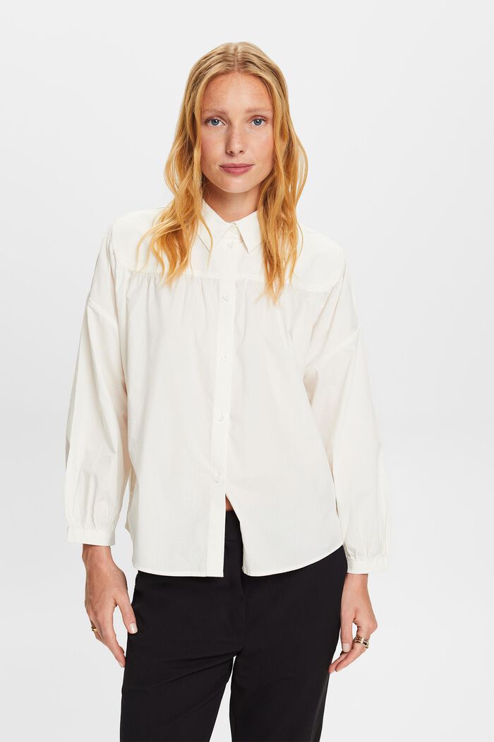 Popeline blouse, 100% katoen, OFF WHITE, detail image number 4