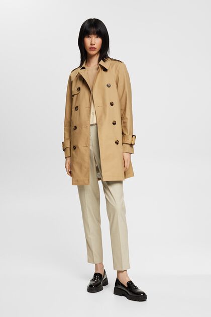 Double-breasted trenchcoat, KHAKI BEIGE, overview