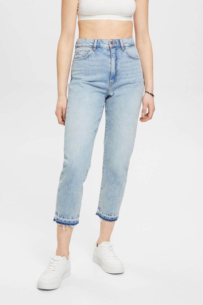 Jaren ‘90 jeans met hoge taille en gerafelde zomen, BLUE MEDIUM WASHED, detail image number 0