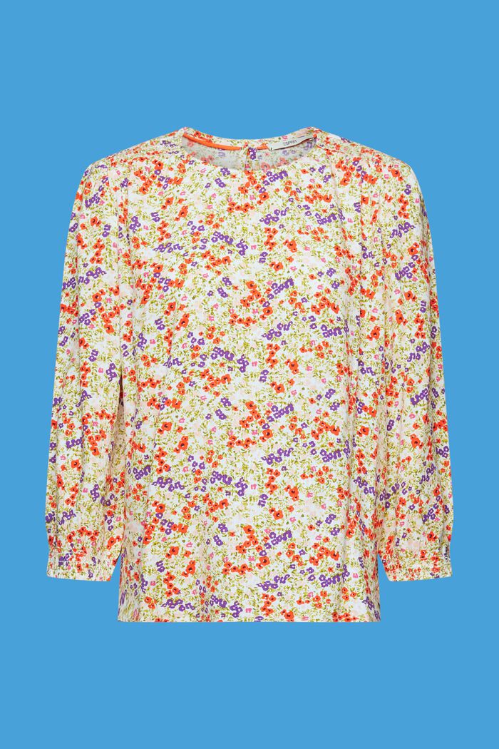 Gebloemde blouse met 3/4-mouwen, OFF WHITE, detail image number 6