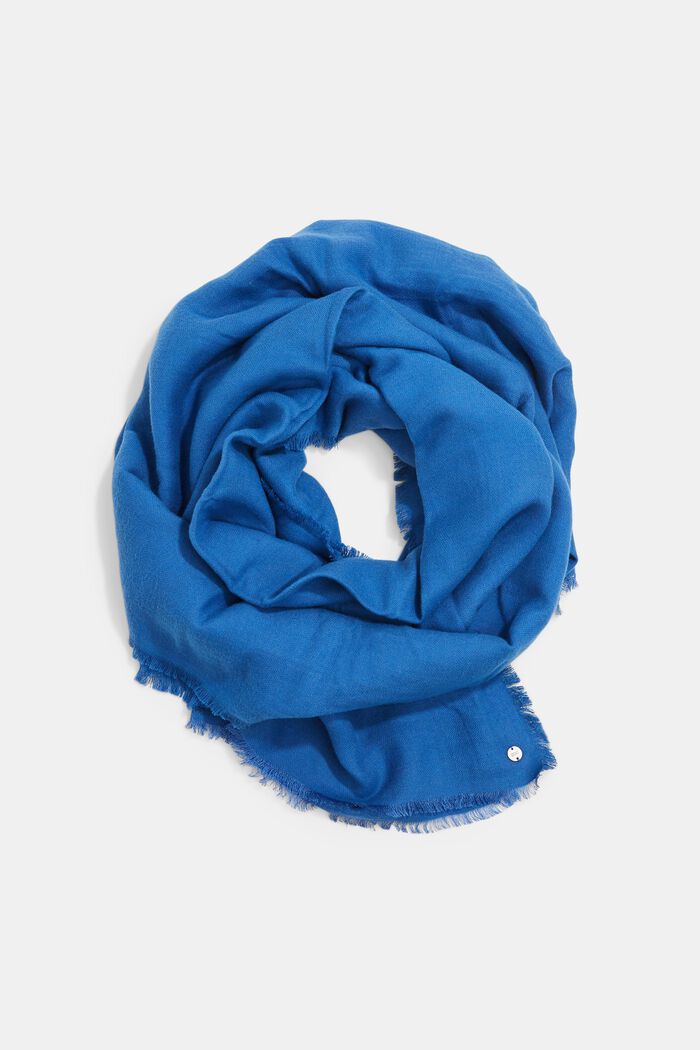 Sjaal met rafelige rand, LENZING™ ECOVERO™, BLUE, detail image number 0