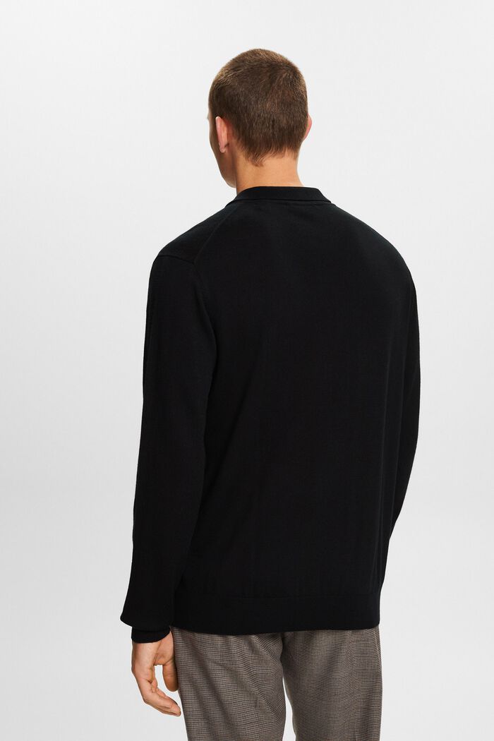 Wollen polosweater, BLACK, detail image number 3