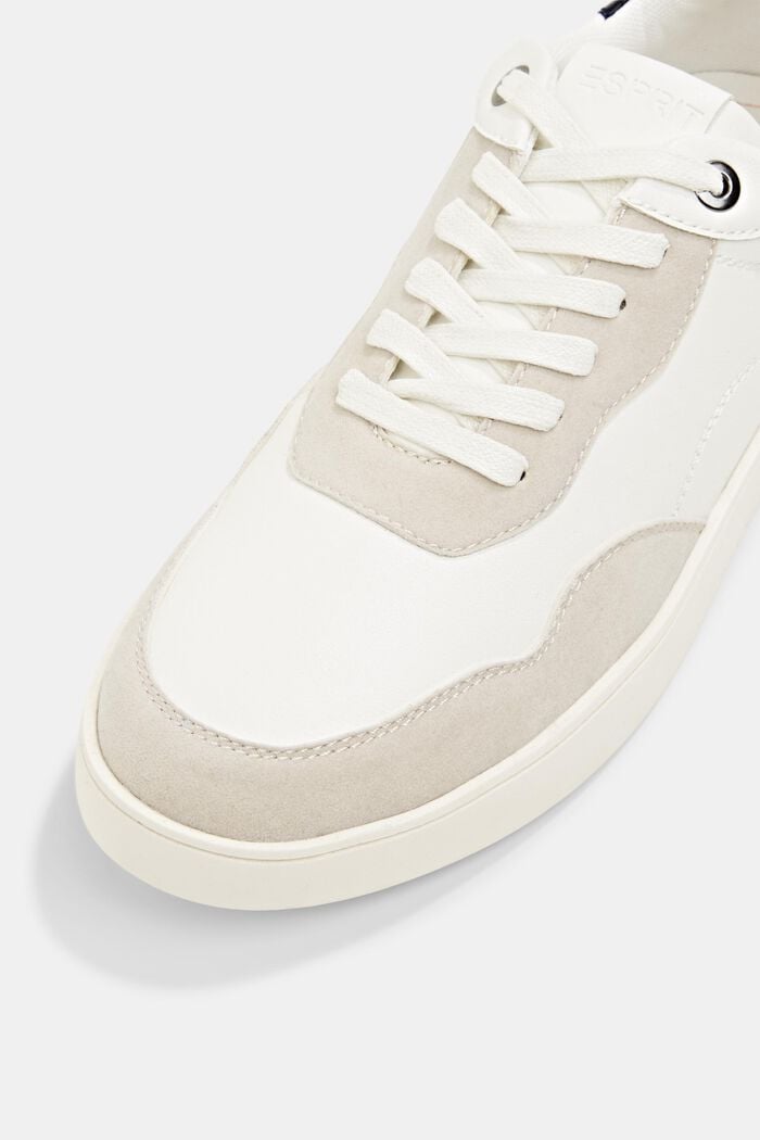 Sneakers in een leerlook, van een materiaalmix, OFF WHITE, detail image number 4