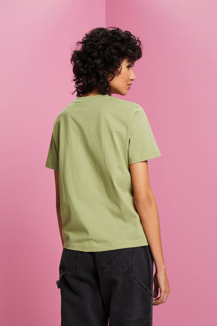 Katoenen T-shirt met bloemetjesprint, PISTACHIO GREEN, detail image number 3