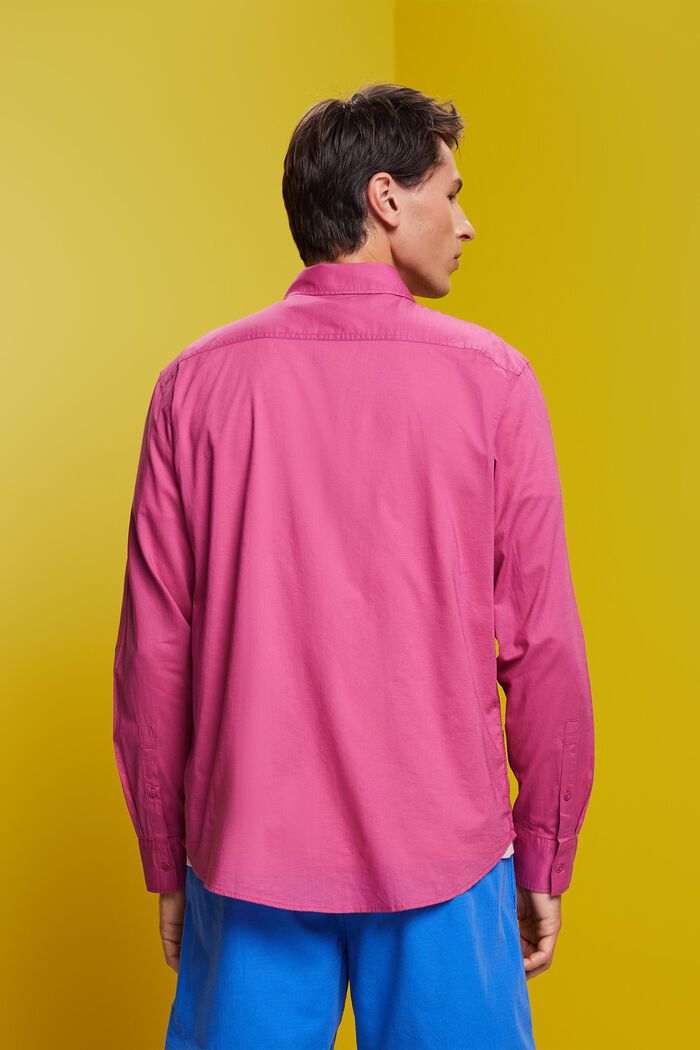 Effen overhemd met lange mouwen, 100% katoen, DARK PINK, detail image number 3