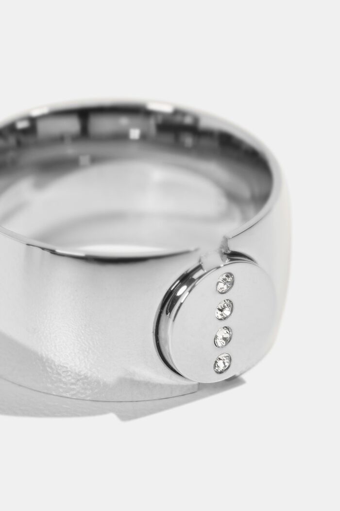 Ring van edelstaal met zirkonia, SILVER, detail image number 1