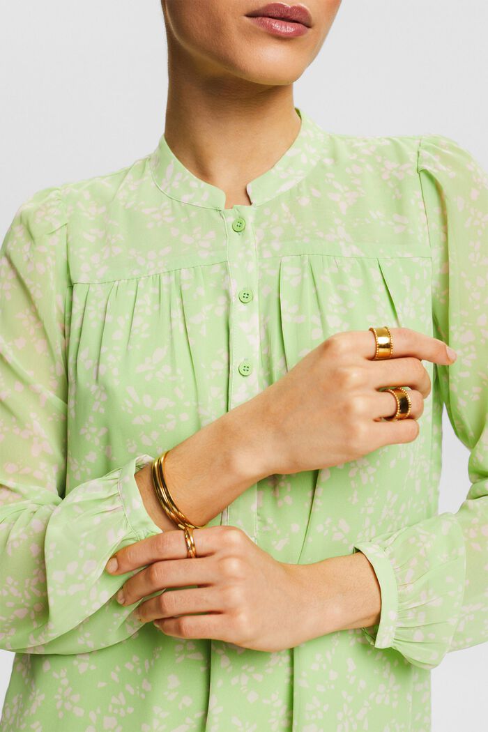 Chiffon mini-jurk met print, LIGHT GREEN, detail image number 3