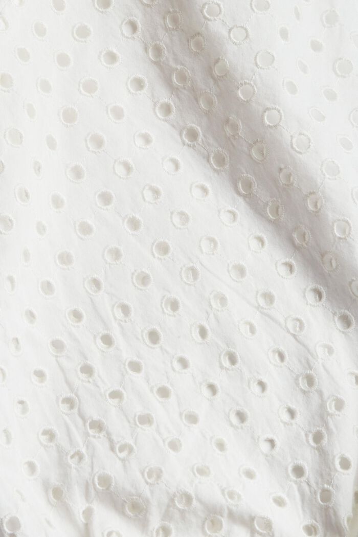 Kort shirt met opengewerkt borduursel, OFF WHITE, detail image number 4