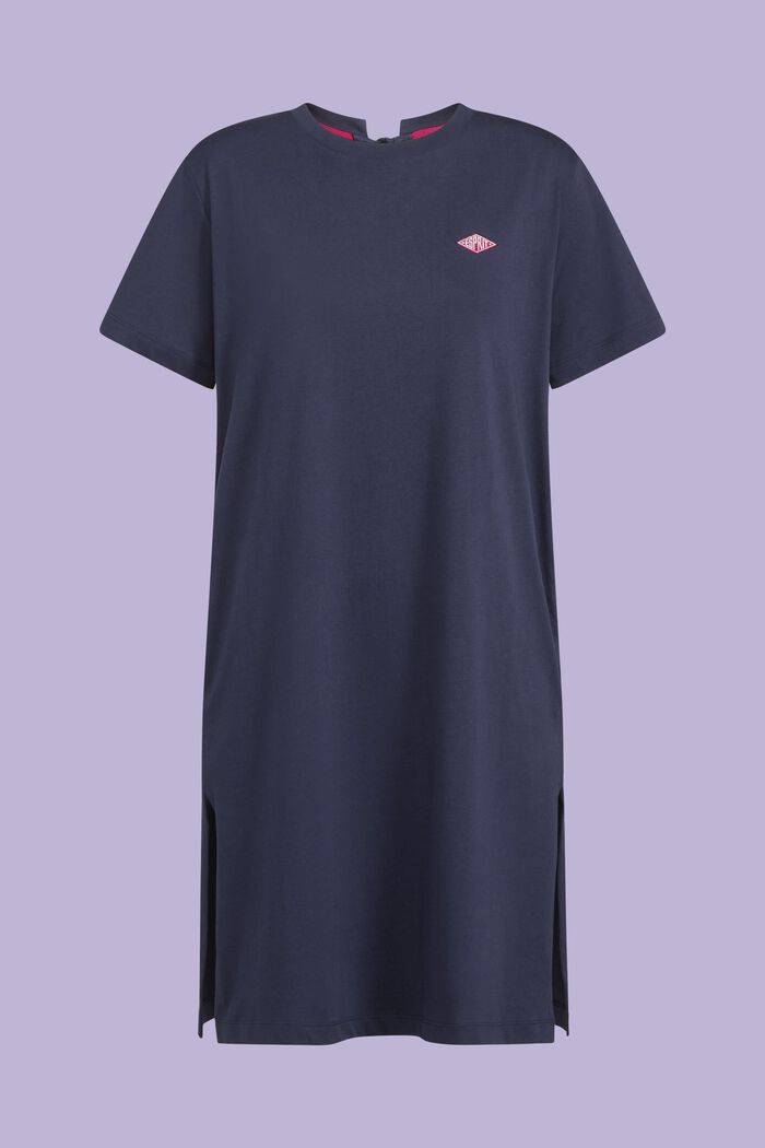 Geborduurde jurk van katoenjersey, NAVY, detail image number 5