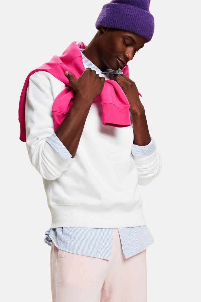 Uniseks fleece sweatshirt met logo, WHITE, detail image number 0