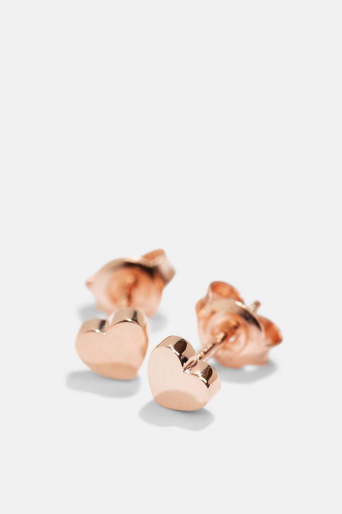 Hartvormige oorstekers van sterlingzilver, ROSEGOLD, detail image number 1