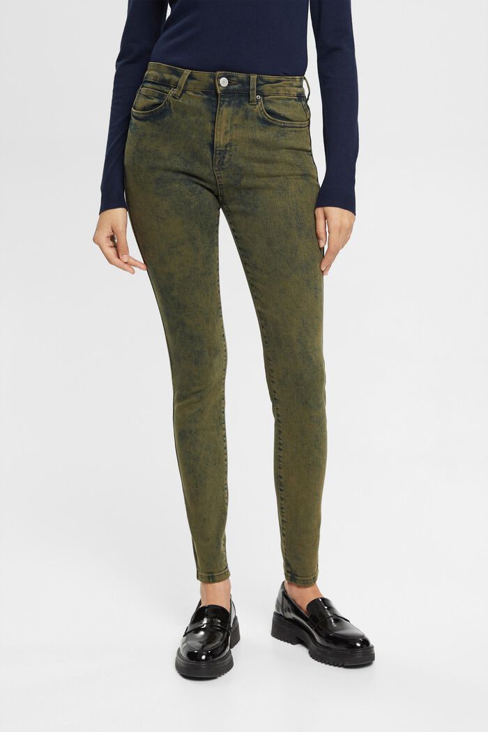 Stretchjeans met garment washed-out look, DARK KHAKI, detail image number 0