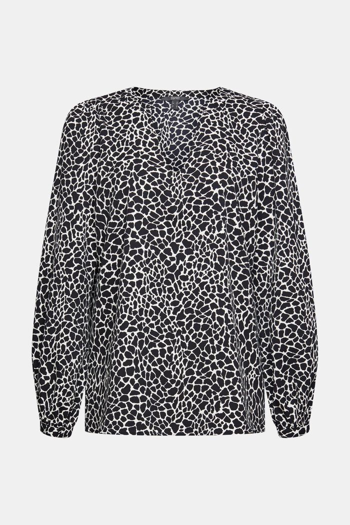 Crêpe blouse met all-over motief, BLACK, detail image number 2