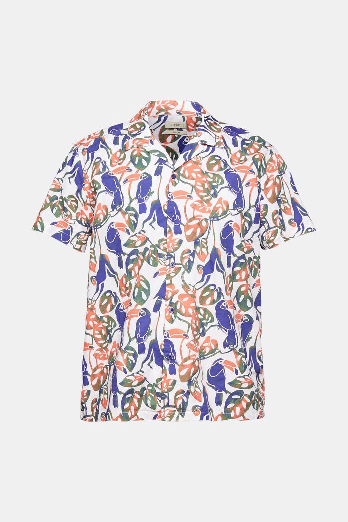 Overhemd met korte mouwen en tropische print, 100% katoen