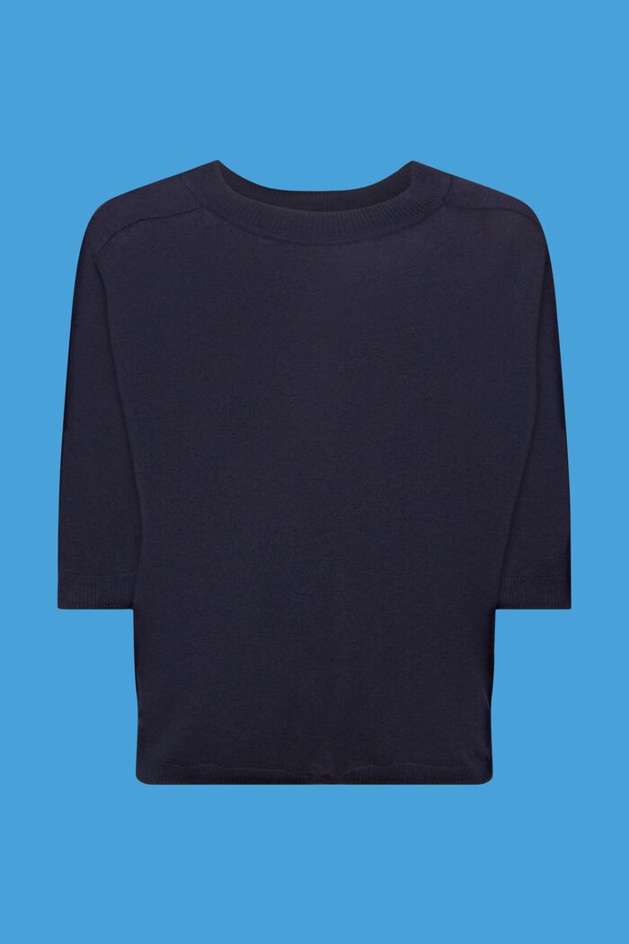 Sweater met kortere mouwen en linnen, NAVY, detail image number 6