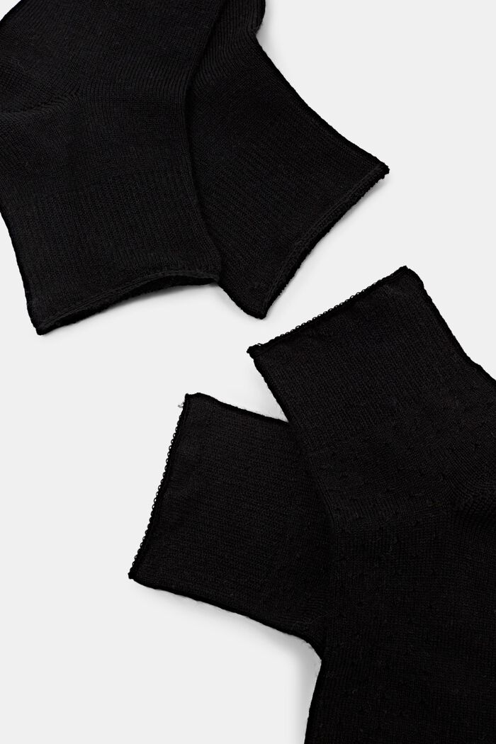 Set van 2 paar sokken met ajourpatroon, wolmix, BLACK, detail image number 1